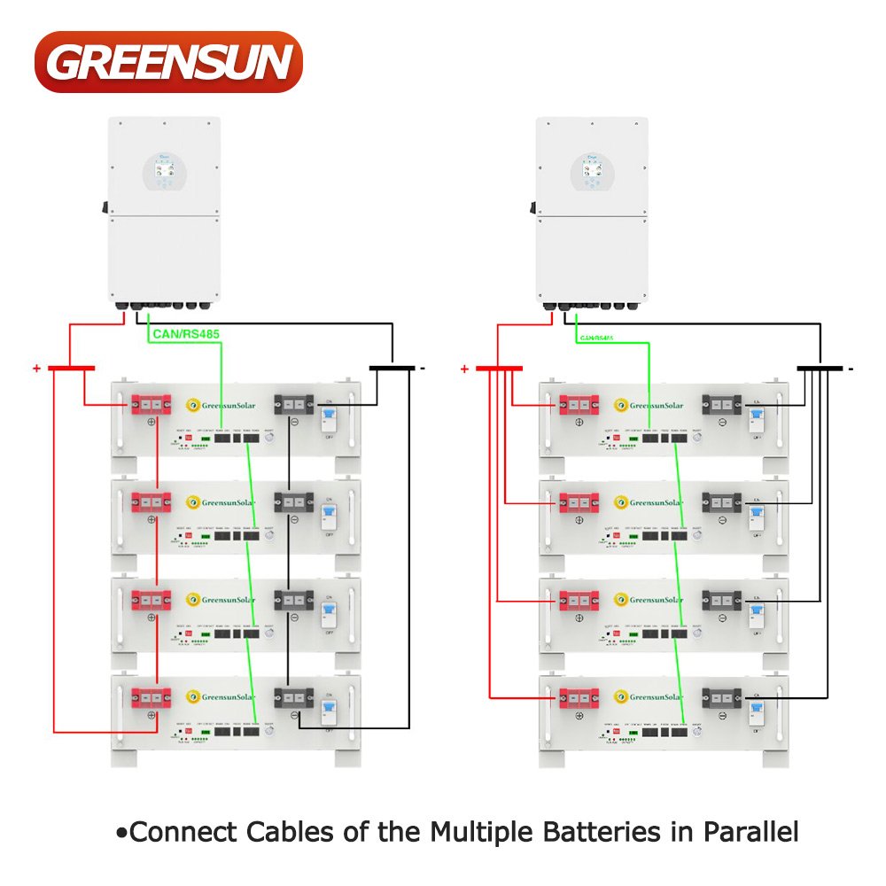 Greensun 51.2V 48V 100ah 200Ah 300Ah LiFePO4 Lithium Ion Iron Phosphate Battery Rack Mounted 10kwh Solar Energy Storage Battery