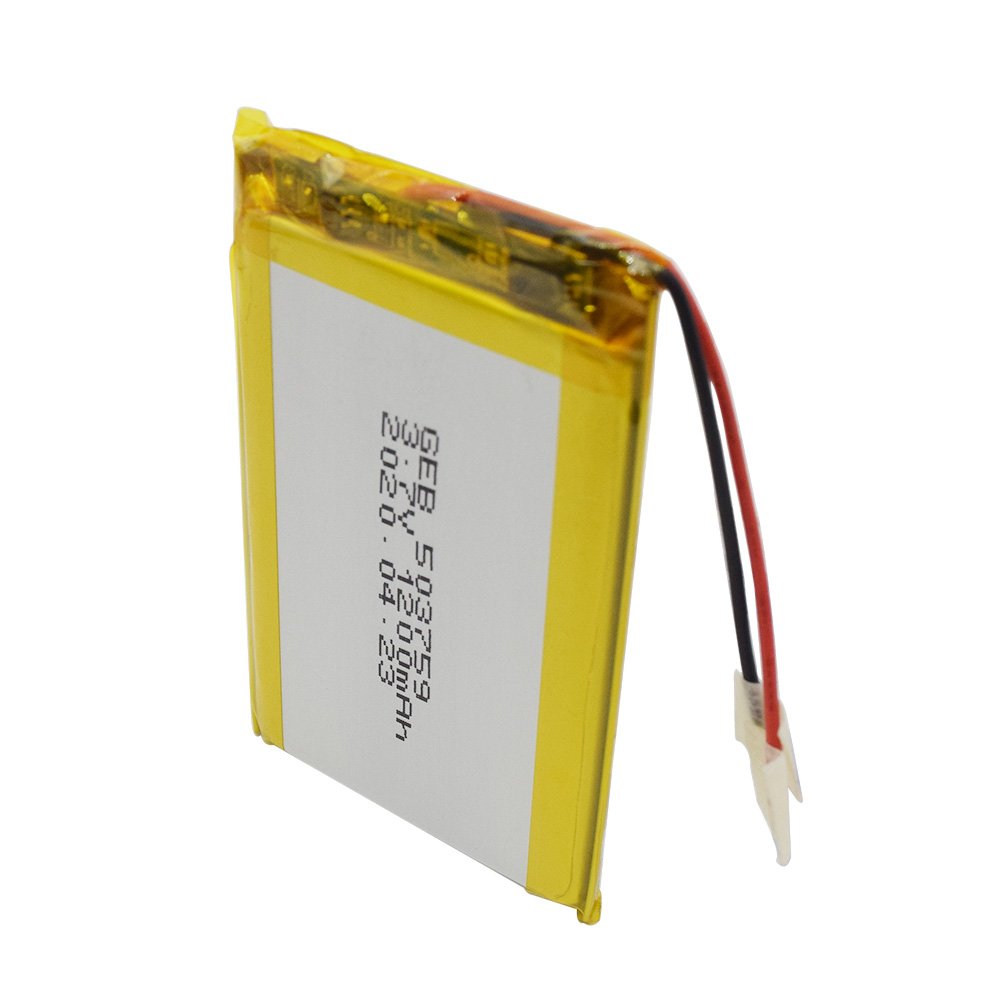 GEB Hot Selling 3.7V 4.44Wh Lipo Battery 503759 Rechargeable Polymer Li-Ion Batteries 503759 3.7V 1200mah Battery