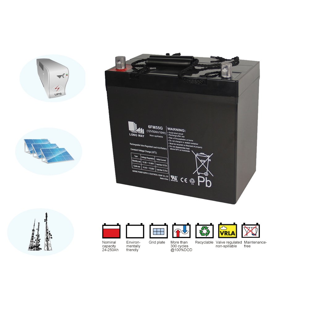 High performance 12v55Ah 6FM55G LONG WAY battery Lead acid batteries