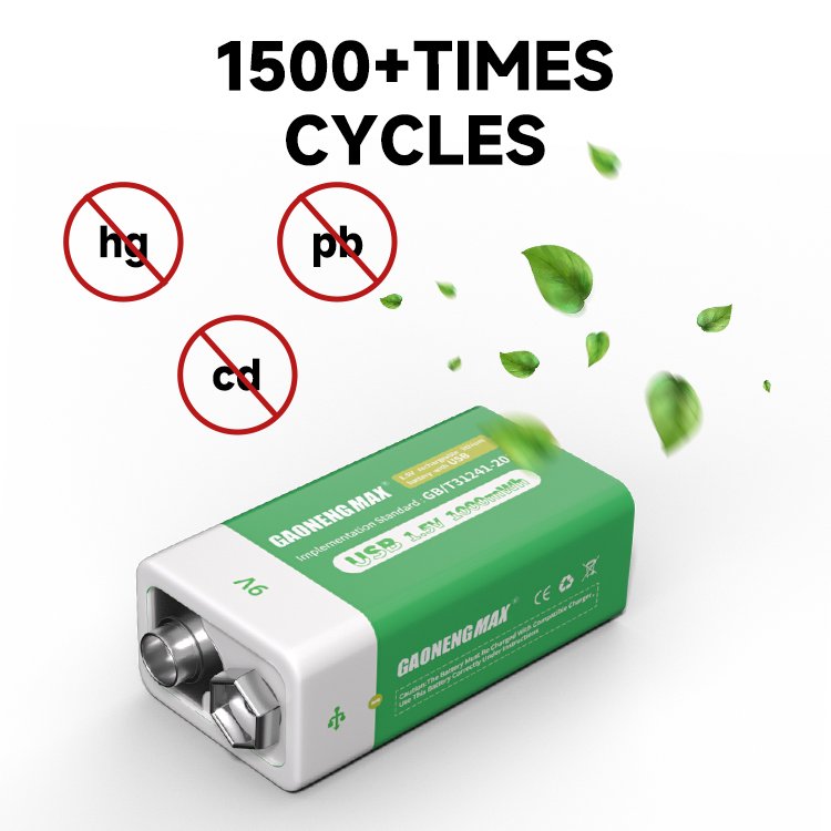 Deep Cycle Green Power Rechargeable Lithium Ion Battery pack 9V 1000mwh Rechargeable Battery Li-ion