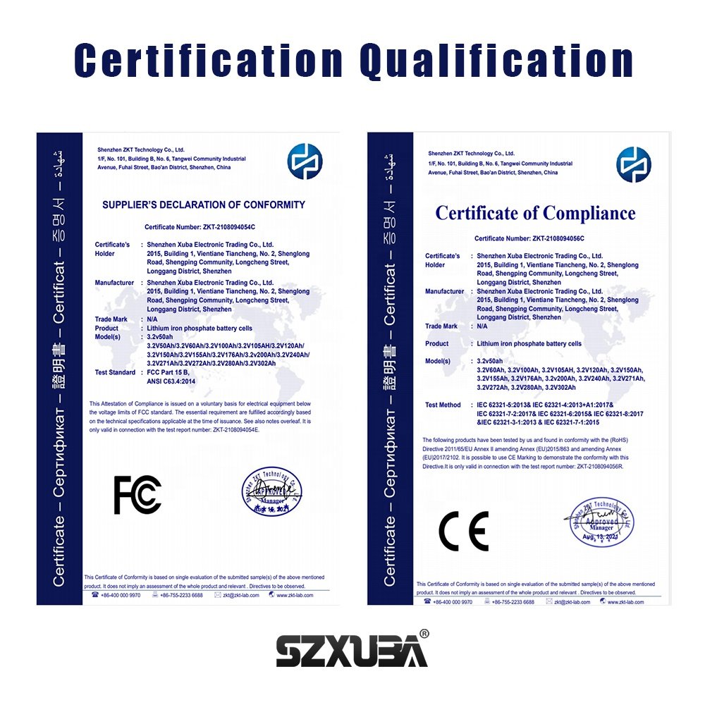 SZXUBA Cn Prismatic Lifepo4 Battery Cell Ev 3.2V 280Ah Lifepo4 Battery 3.2V 280Ah 6000+ Cycles