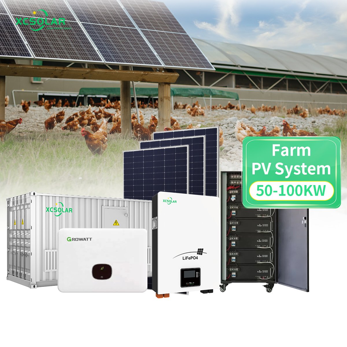 Commercial All In One 50kwh 100kwh 200kwh Solar Energy Storage System Battery With Smart Bms Jinko Solar Panels 580w