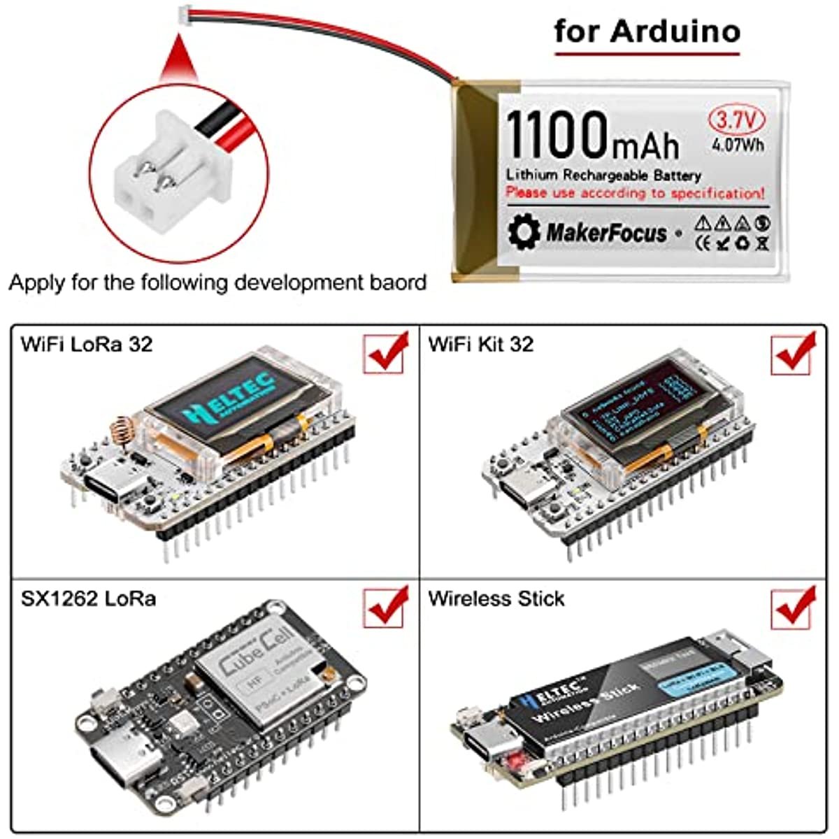 3.7V 1100mAh Rechargeable Lithium Battery 1S 1C Batteries with Protection Board for Arduino Node mcu ESP32 lithium ion battery