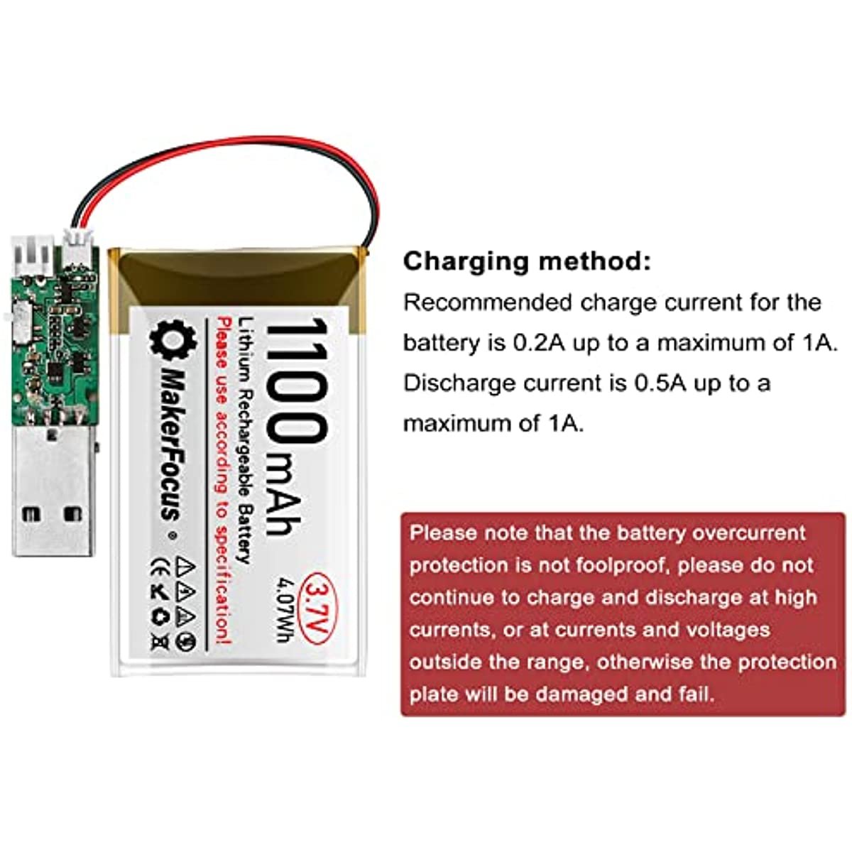 3.7V 1100mAh Rechargeable Lithium Battery 1S 1C Batteries with Protection Board for Arduino Node mcu ESP32 lithium ion battery