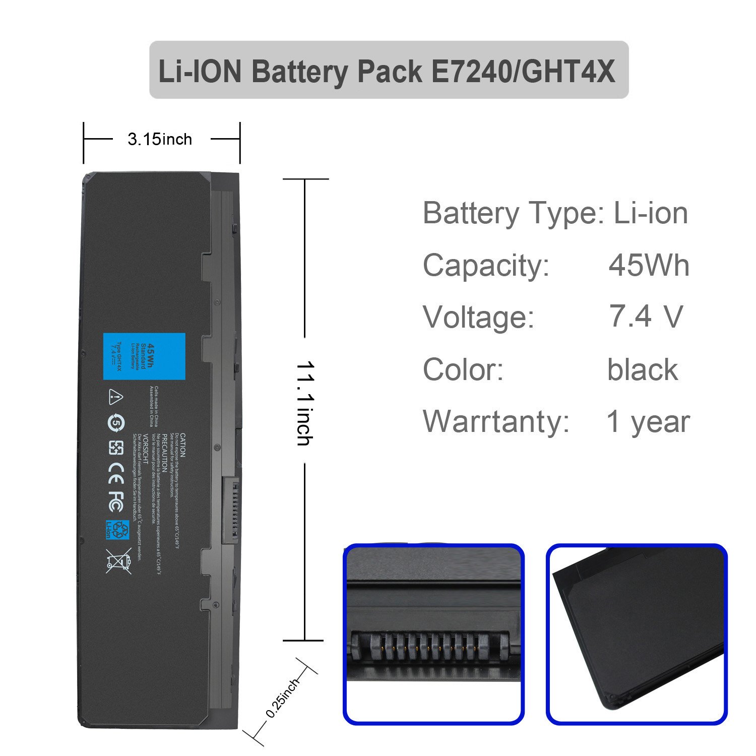 Chinese Manufacturer Low Price Replacement Endurance E7240 GHTX4 45WH Laptop Power Battery
