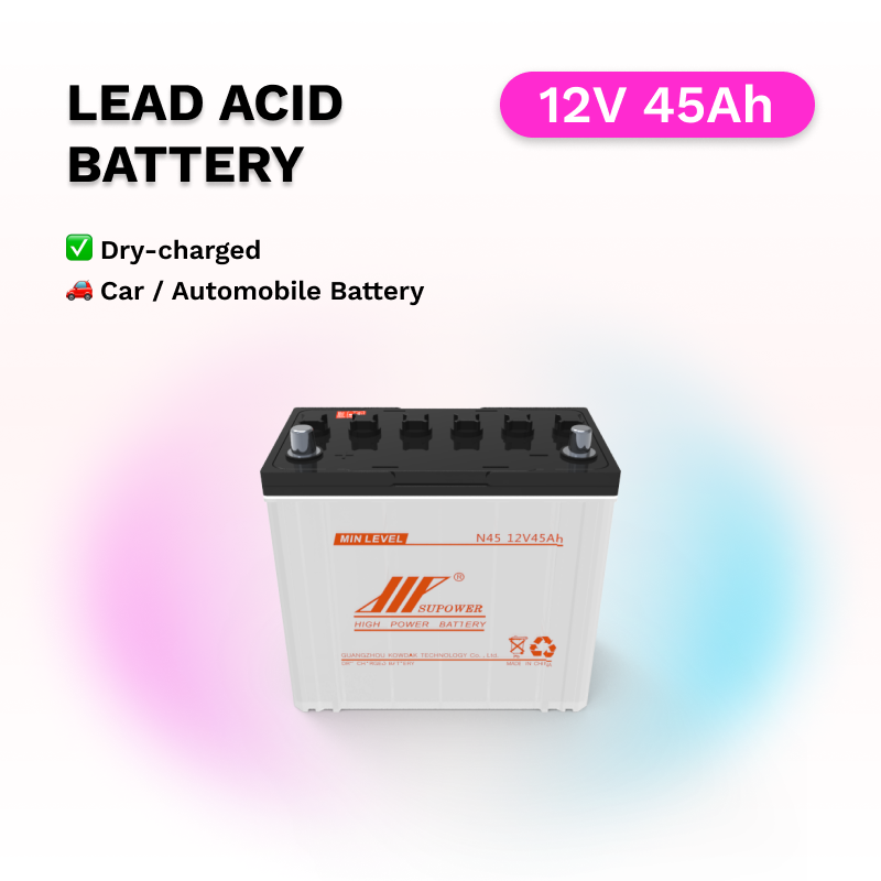 12V 45Ah lead acid battery OEM car dry-charged battery SUPOWER N45 N45L