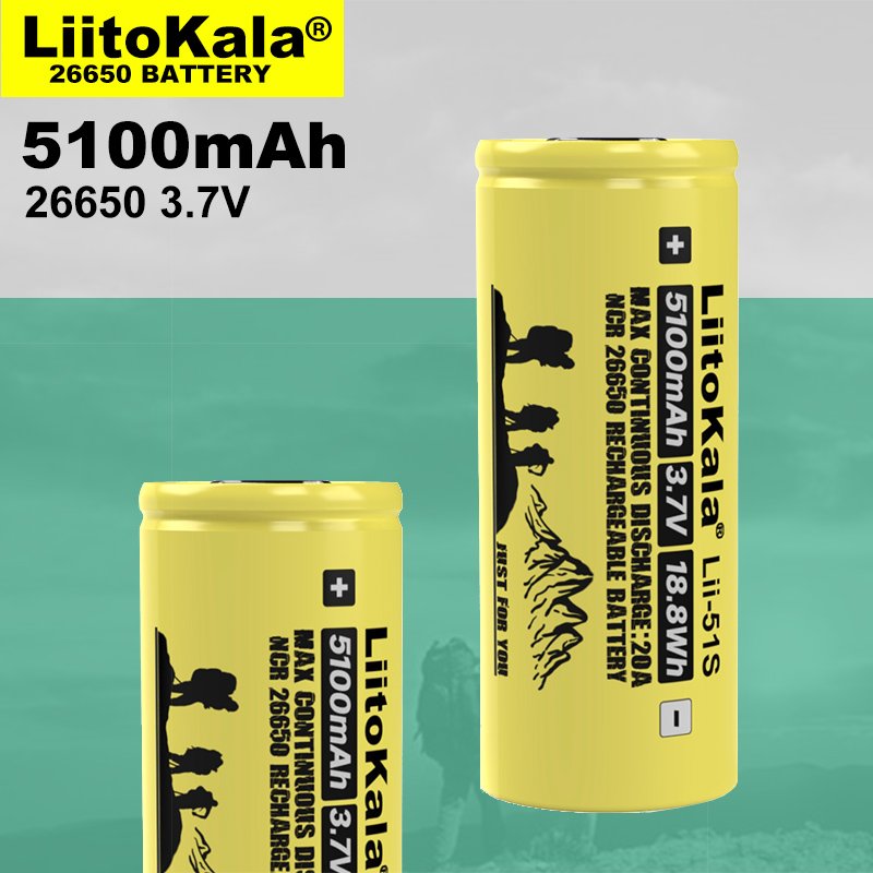 Original Liitokala Lii-51s 26650 3.7v 5100mah High Power Rechargeable Lithium Battery Forklifts Energy Storage Home Appliances