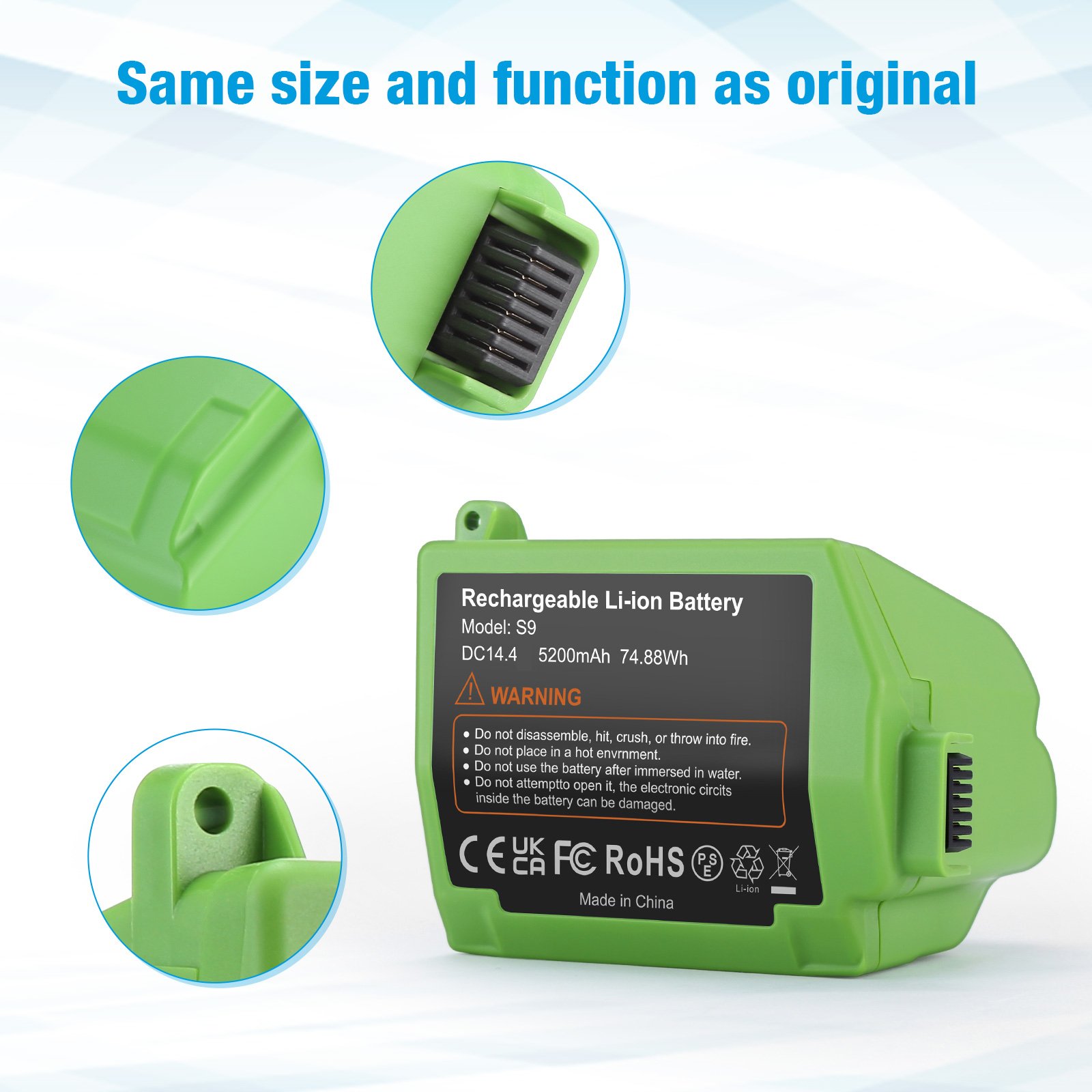 14.40Volt 5200Mah Replacement Rechargeable Power Tool Lithium Ion Battery For Irobot Vacuum Cleaner