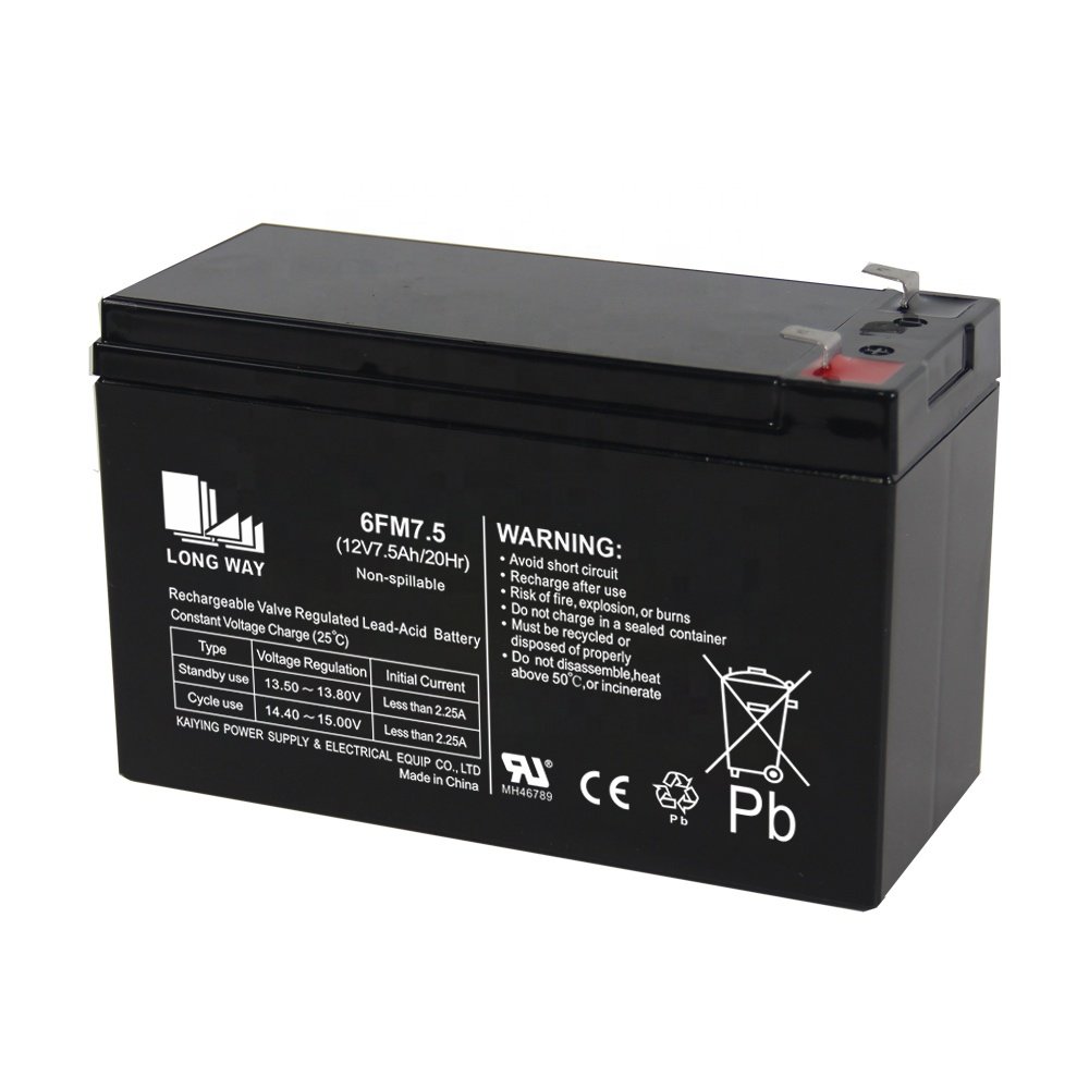 12V7.5AH Rechargeable Sealed Lead Acid Battery for Electric Cars Power Tools Home Appliances