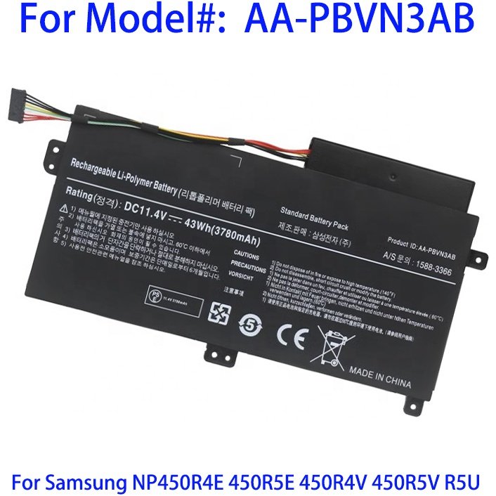 Quality Laptop battery AA-PBVN3AB For Samsung NP450R4E 450R5E 450R4V 450R5V 450R5U 470R5E 510 11.4V 43WH Notebook battery