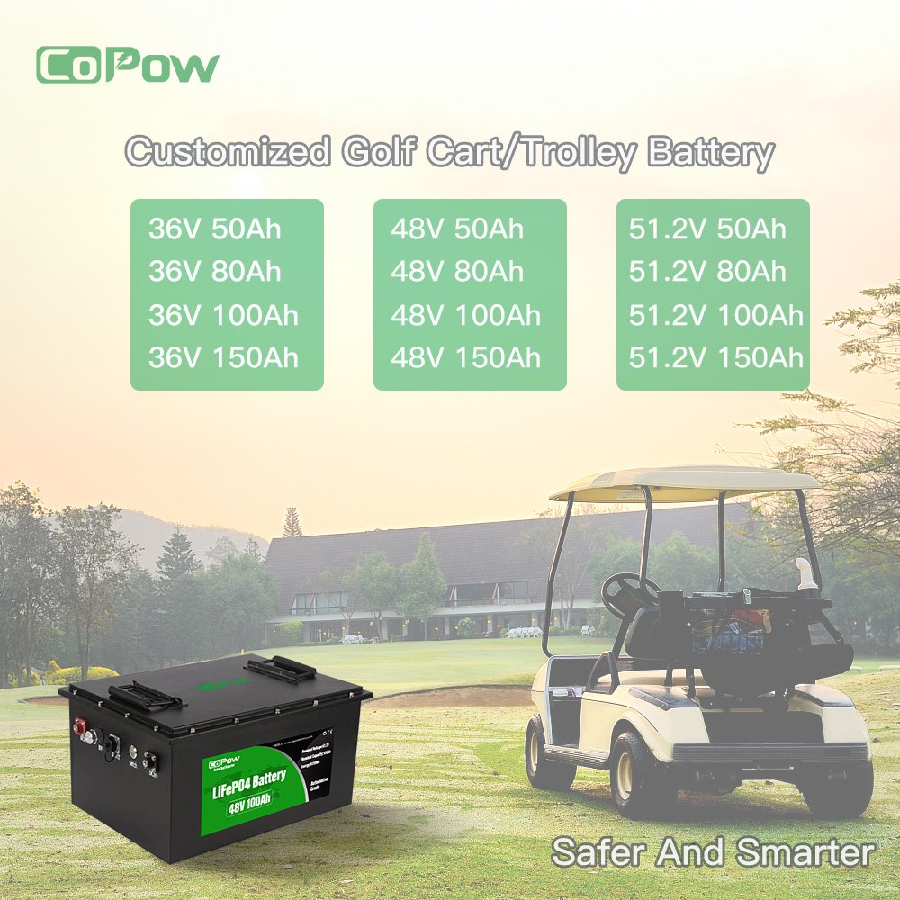 48V 51.2V 105Ah 100ah lithium ion Lifepo4 club car golf cart Lifepo4 battery with charger
