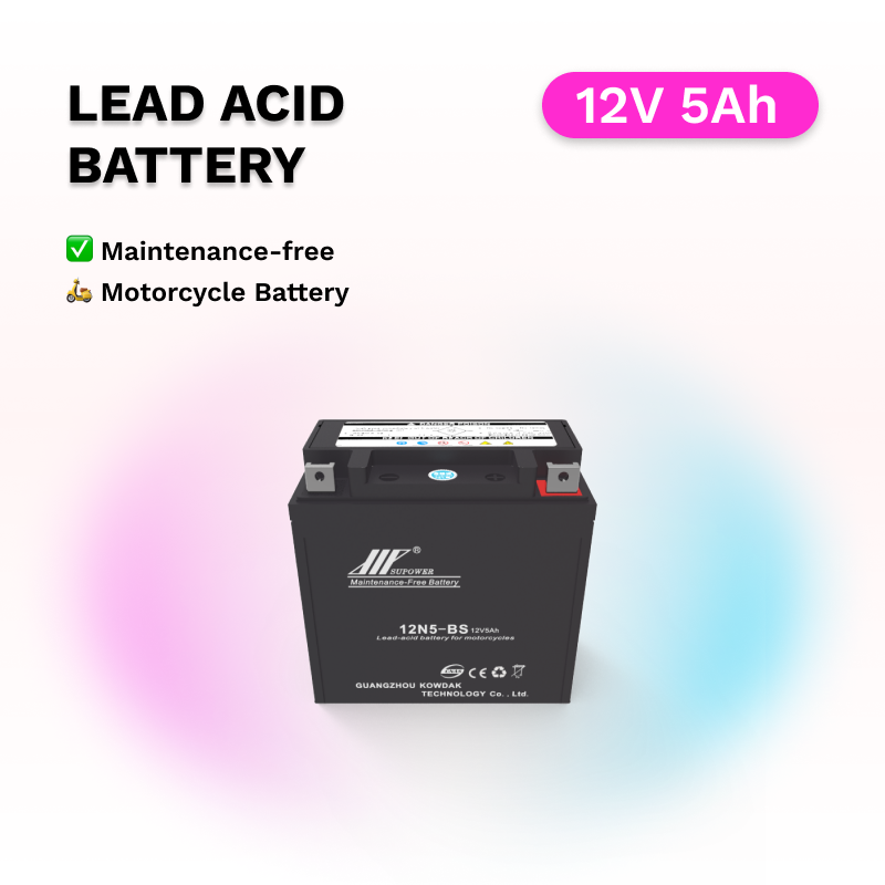 12V 5.0Ah lead acid battery OEM motorcycle maintenance-free battery SUPOWER 12N5-BS