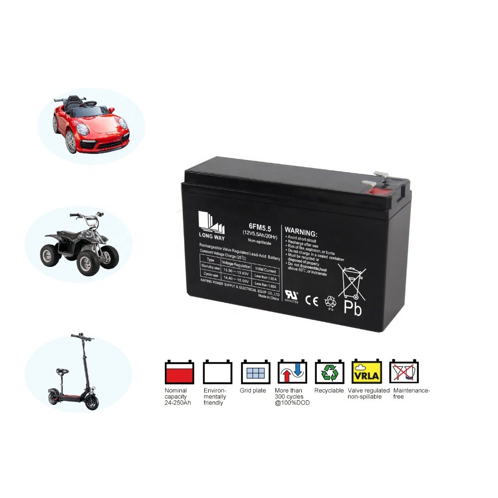 deep cycle 12v rechargeable 5.5ah 7ah 8ah lead acid battery for electric toy cars