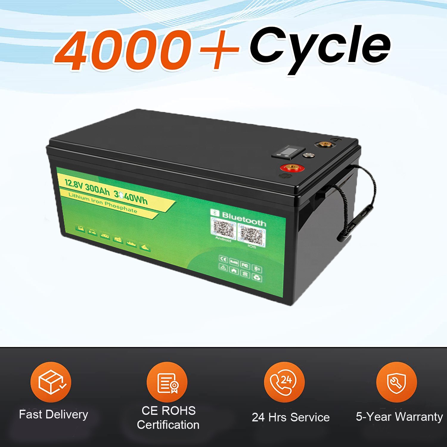 Deep Cycle Solar Inverter Battery 12V 300Ah 24V 100Ah lithium ion battery for Gantry cranes Solar system Scooter battery