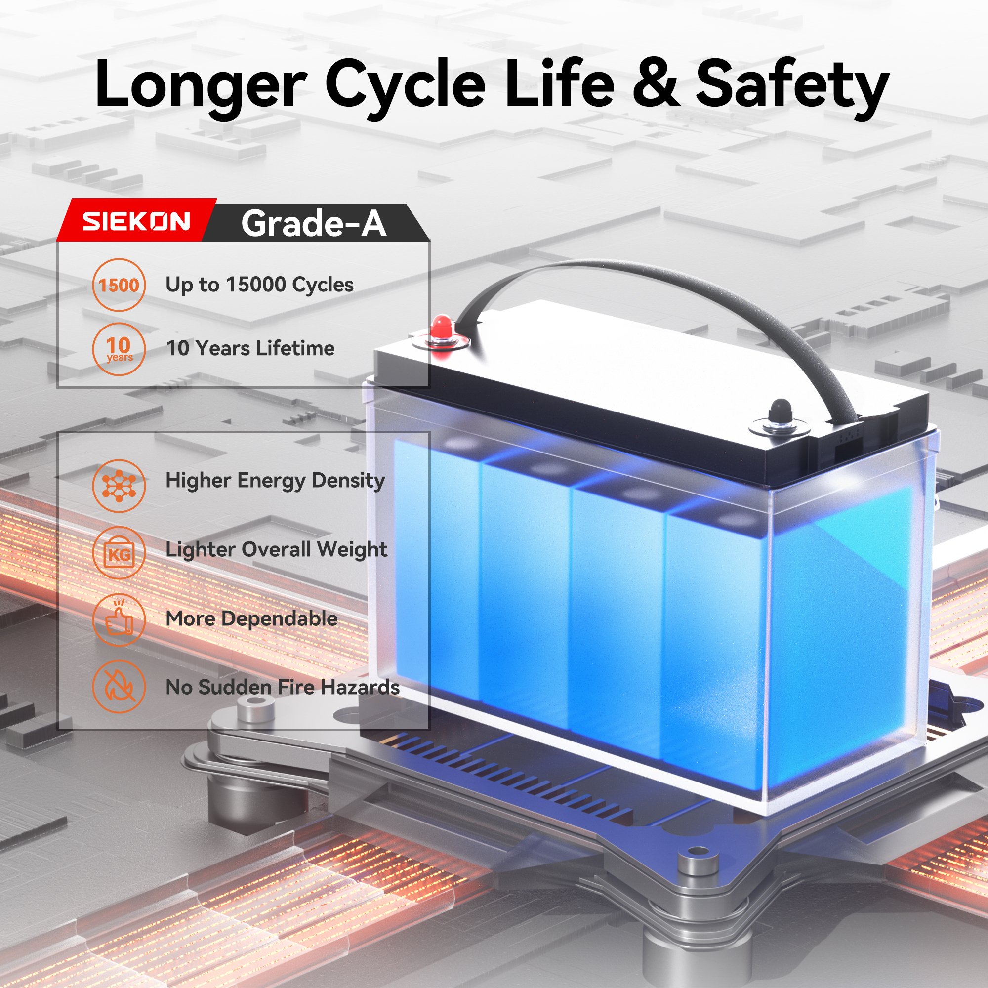 SIEKON lithium ion battery 12v 100ah RV solar energy storage and power generation system lifepo4 battery 12V IP65 Waterproof