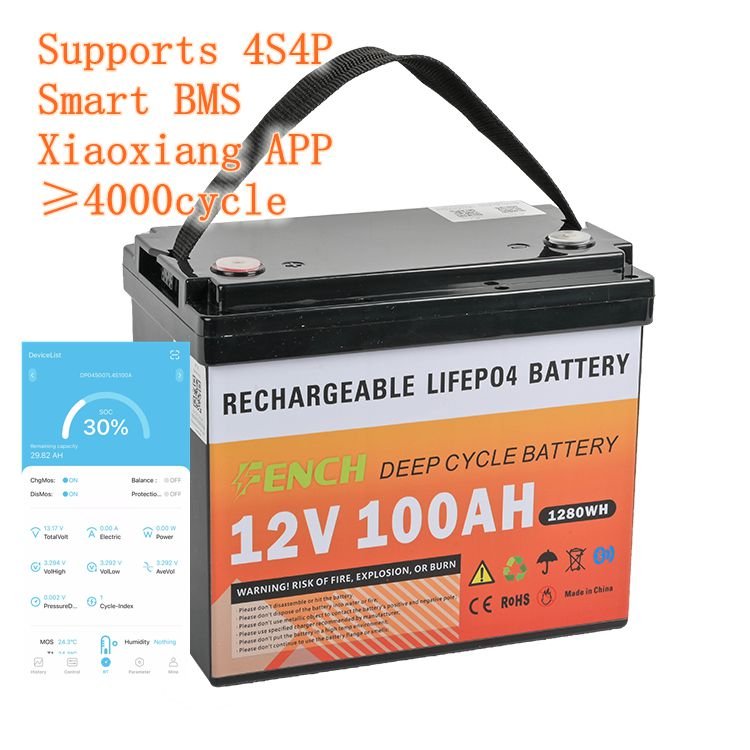 EU Stock Rechargeable Smart Bms Solar batteries 12V lithium ion lifepo4 battery 12v 200Ah 100Ah 300Ah for RV
