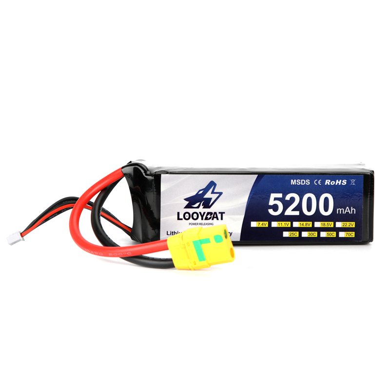 Looybat Rechargeable Li Po Battery Rc Lithium Battery LCO Batteries 22.2V 5200mah 6S 50C for Toys Support High Energy Density 1C