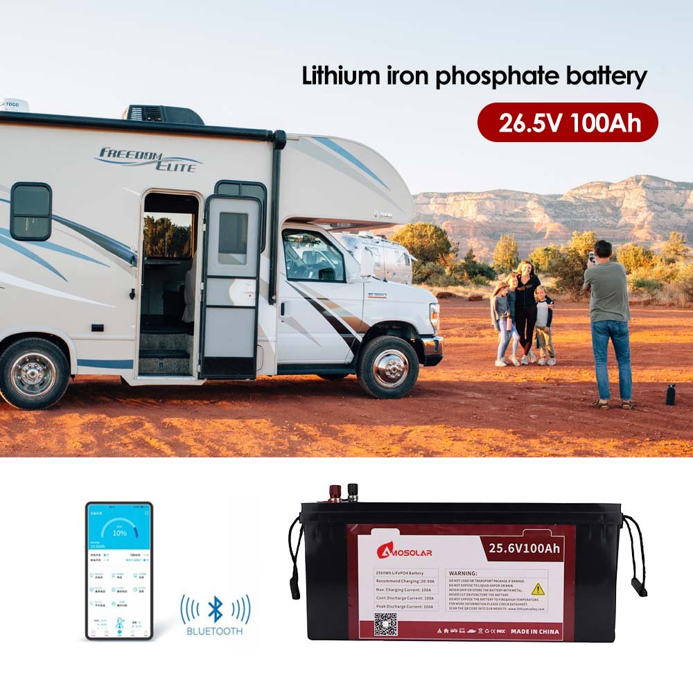 Amosolar Lithium Battery 6000 Cycles Solar Battery 12.8V 25.6v 100Ah 200Ah 280ah 300Ah Lifepo4 Battery Pack For Solar System
