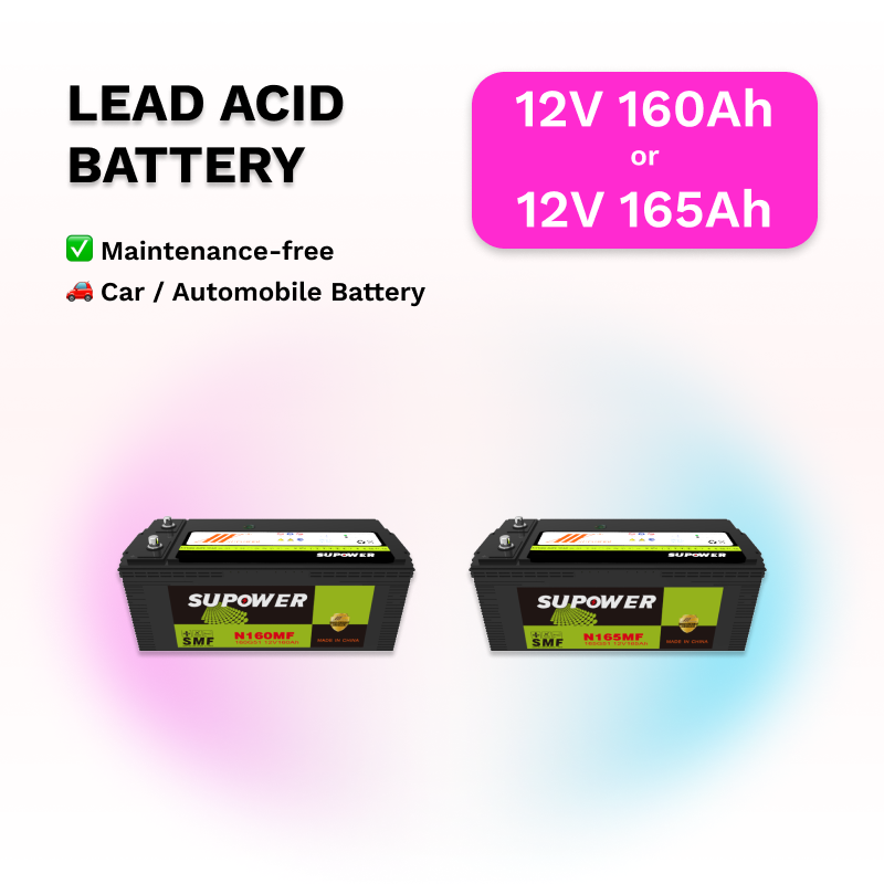 12V 160Ah 165Ah lead acid battery OEM car maintenance-free battery SUPOWER 160G51 165G51
