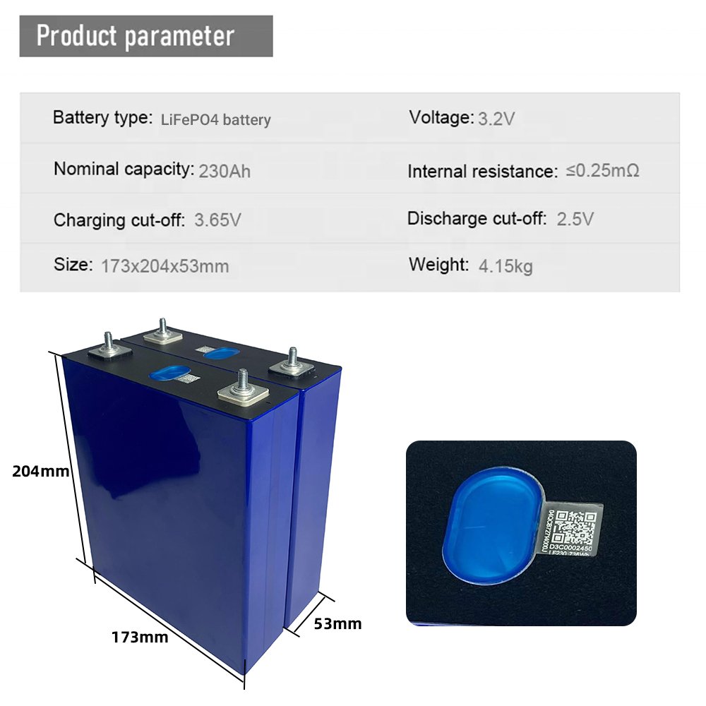 LiFePO4 Grade A New Lithium Iron Phosphate Cell 3.2V 230AH lithium ion Battery LiFePO4