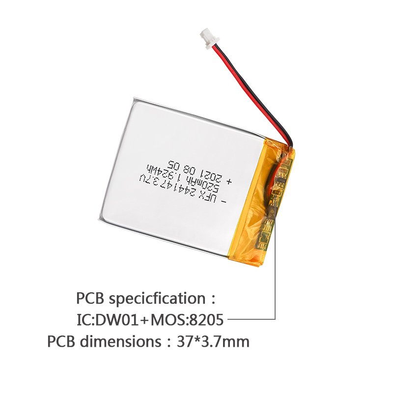 China Lithium Ion Battery Factory Custom Mini Rechargeable Lipo Battery UFX 244147 520mAh 3.7V For Smart Watch