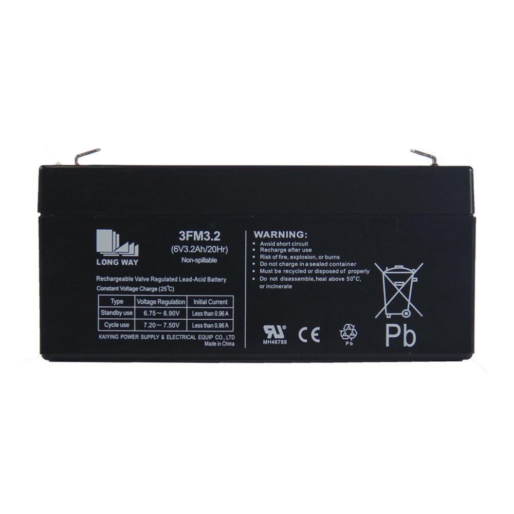 LONG WAY General Series Small Capacity 6V 3.2Ah AGM Vrla Lead-acid Batteries for UPS, Alarm System and Solar System