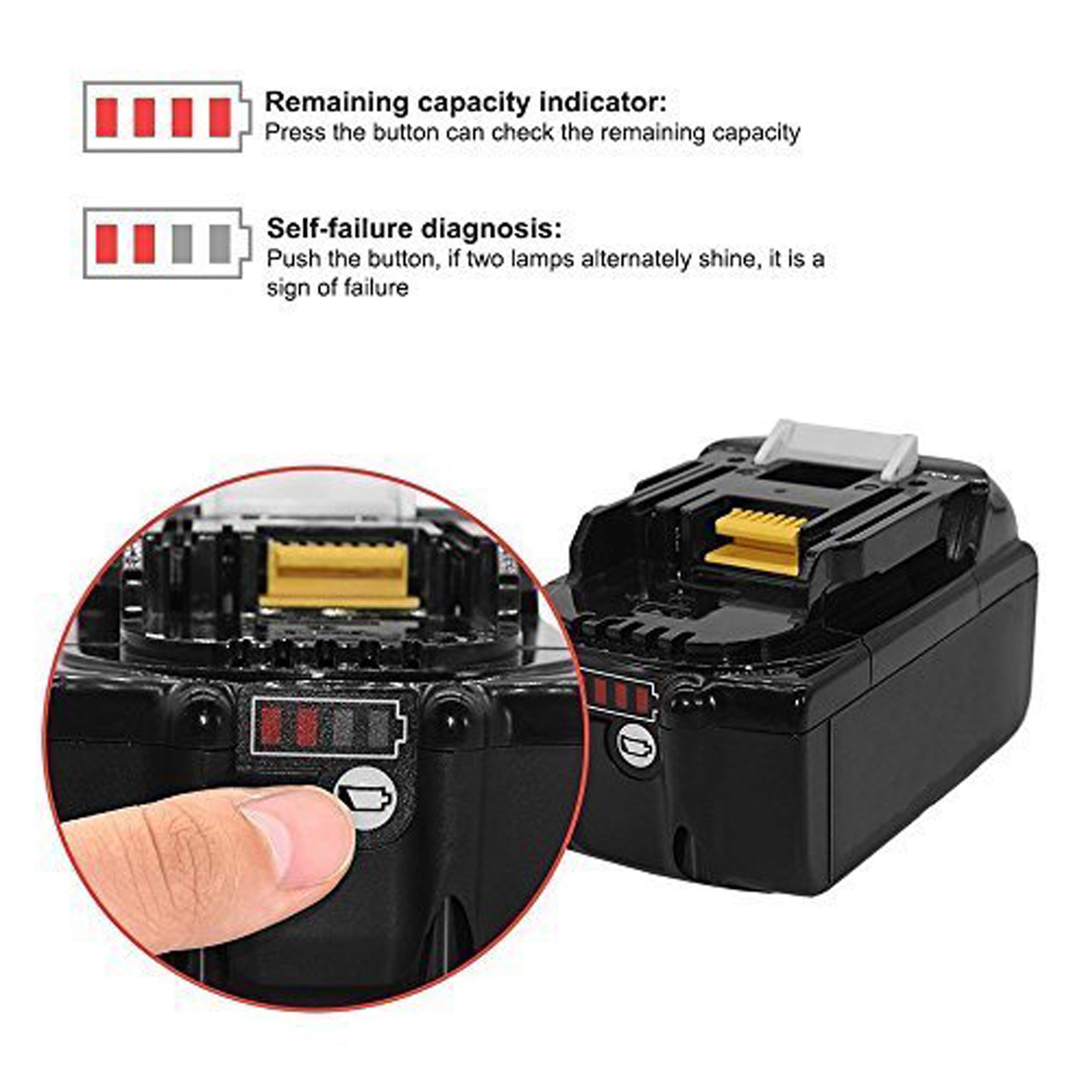 18V 6.0Ah Cordless Drill Lithium Ion Battery Replacement for Makita BL1850 BL1830 BL1860 BL1840 LXT400