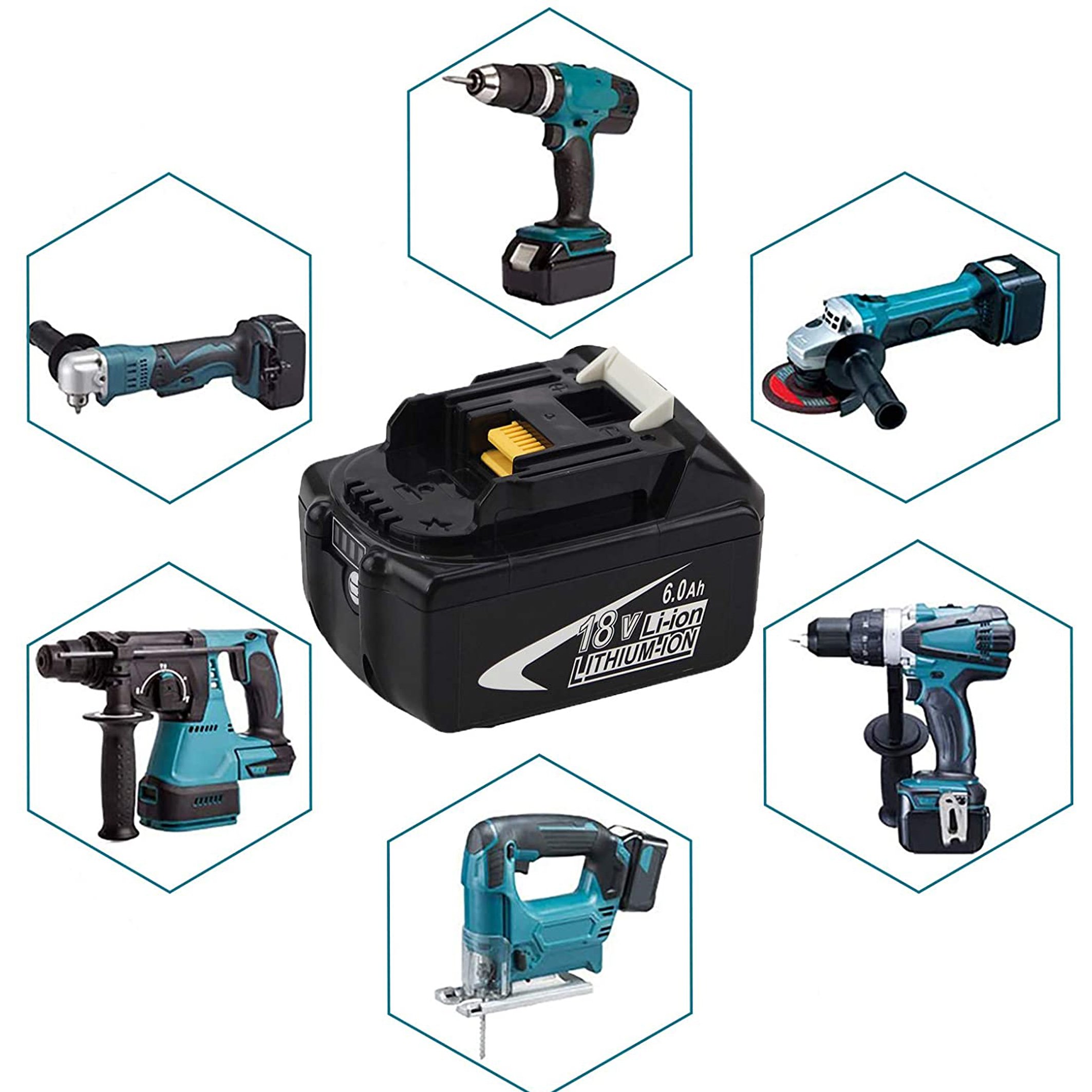 18V 6.0Ah Cordless Drill Lithium Ion Battery Replacement for Makita BL1850 BL1830 BL1860 BL1840 LXT400