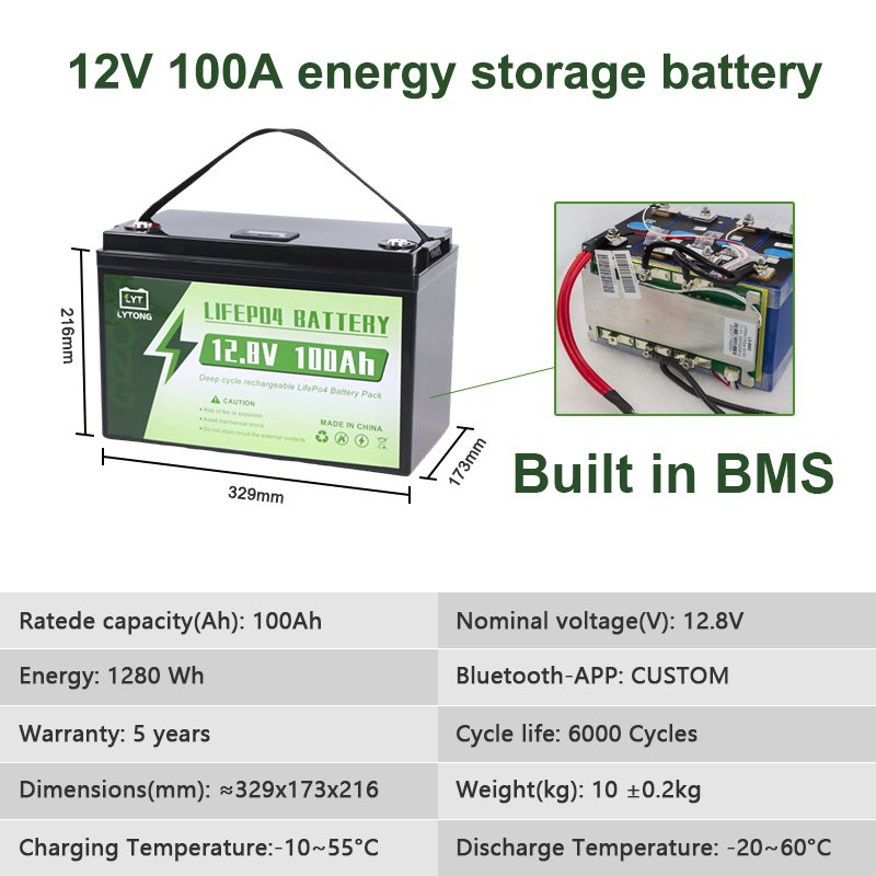 LYTONG 12v 100ah Lifepo4 battery Cost Performance 100 Ah lithium ion batteries For Storage Solar Power