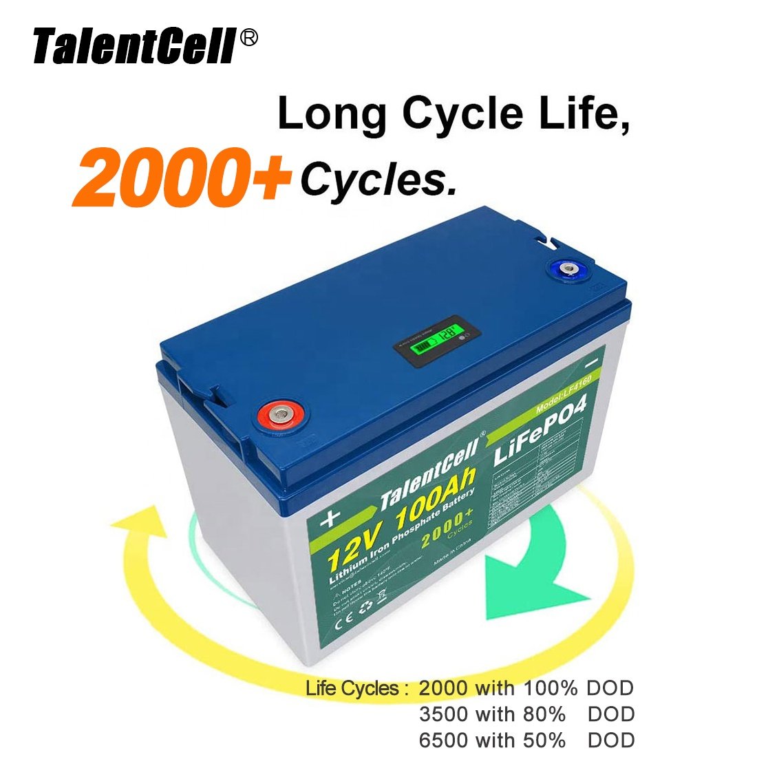 TalentCell In Stock Sample 12V 100Ah Lithium Ion Battery Energy Storage For Solar Storage Deep Cycle LiFePO4 Battery
