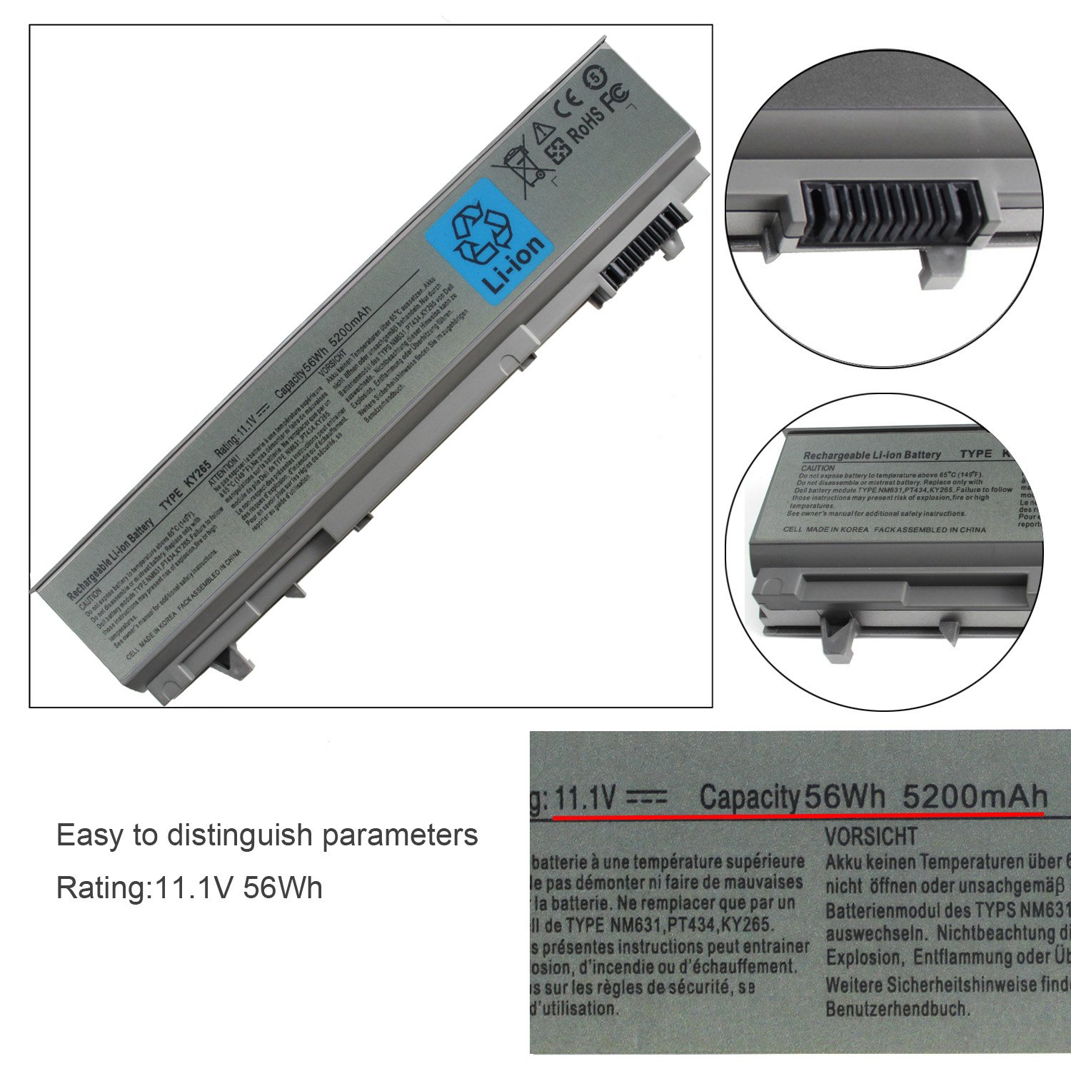 Chinese Manufacturer Low Price 56WH E6400 Replacement Endurance Laptop Power Battery For Dell
