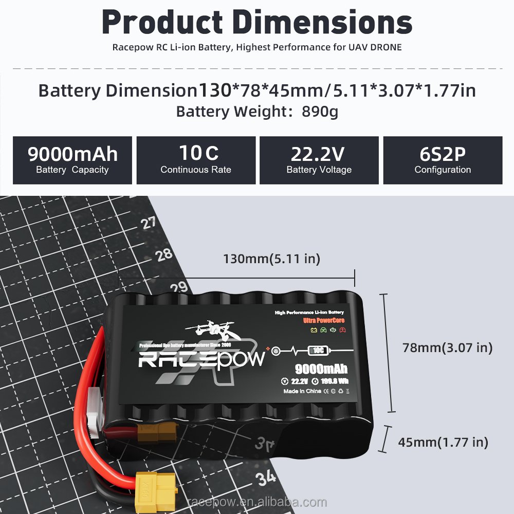 Racepow 21700 Li-ion Battery 9000mAh 6S long life aircraft model special battery FPV traverser helicopter model aircraft FPV
