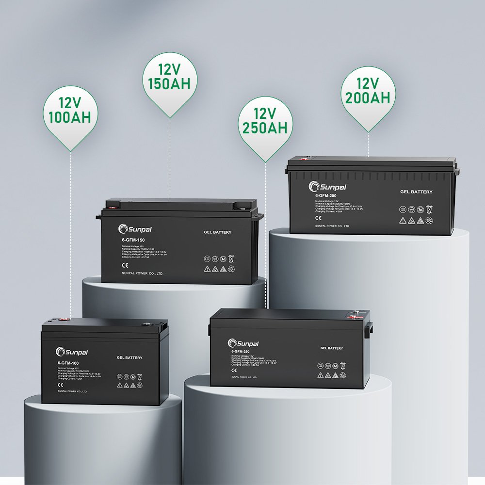 Sunpal Gel Solar Storage Battery 150Ah 200Ah 12V Lead Acid Batteries With High Voltage