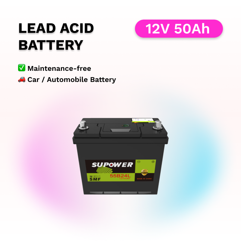 12V 50Ah lead acid battery OEM car maintenance-free battery SUPOWER 55B24