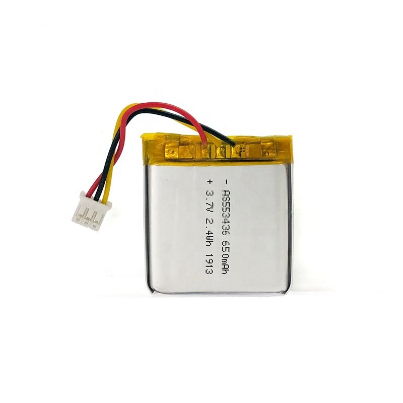 Hot sale 553436 3.7V 650mAh small lipo battery lithium ion batteries for smart products
