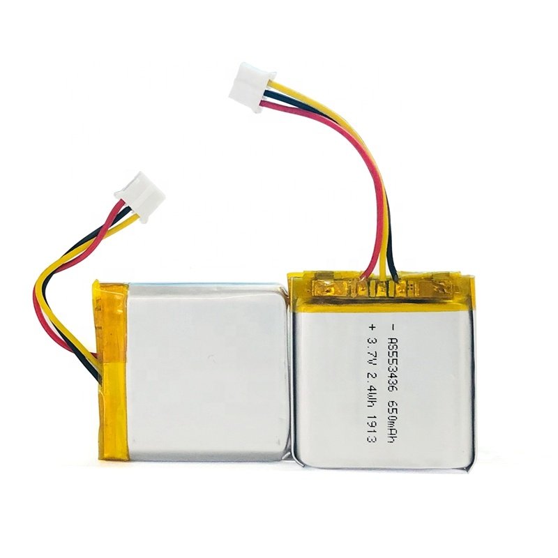 Hot sale 553436 3.7V 650mAh small lipo battery lithium ion batteries for smart products