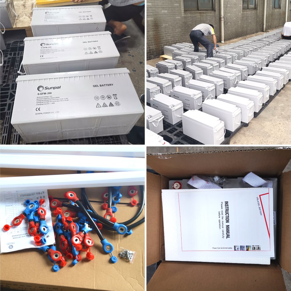 Sunpal AGM Deep Cycle Solar Battery 12V 100Ah 200Ah Gel Lead-Acid Battery Maintenance Free Eu Stock