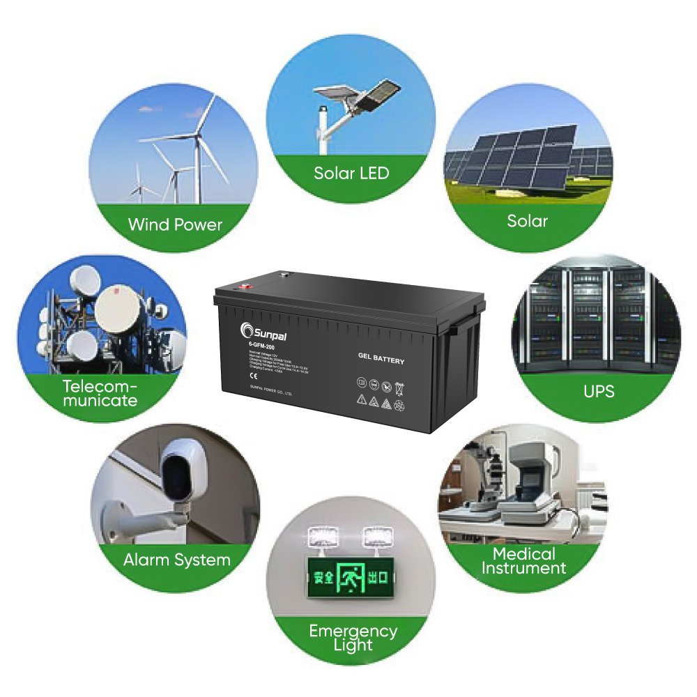 Sunpal AGM Deep Cycle Solar Battery 12V 100Ah 200Ah Gel Lead-Acid Battery Maintenance Free Eu Stock