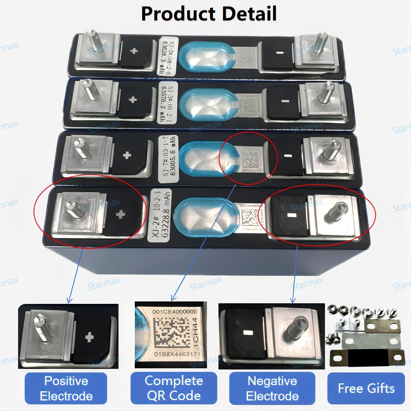 Starmax Catl 3.7V 62.5Ah 51Ah Nmc 811 Lithium Ion Battery Prismatic Cell Ncm 72V 60Ah Electric Motorcycle Tricycles Battery