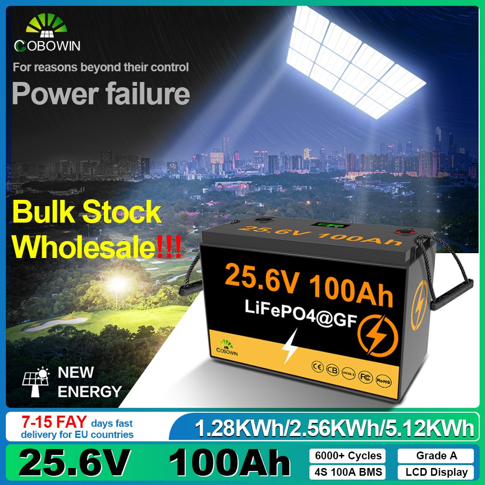 Cobowin Lifepo4 Battery 12v 100ah 200ah 300ah 100 300 200ah Deep Cycle 12.8v Solar 24v 12v Lithium Ion Battery Pack With Bms