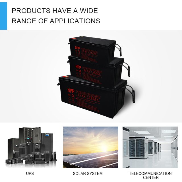 Lifepo4 Cell Solar Battery Green Clean Energy Durable Rechargeable 24V 12V 100ah NPP lead acid Battery