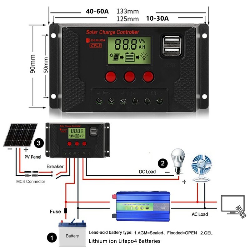 Wholesale Custom 12v 24v 10a 20a 30a 40a 50a 60a Charger Manual PWM Solar Charge Controller