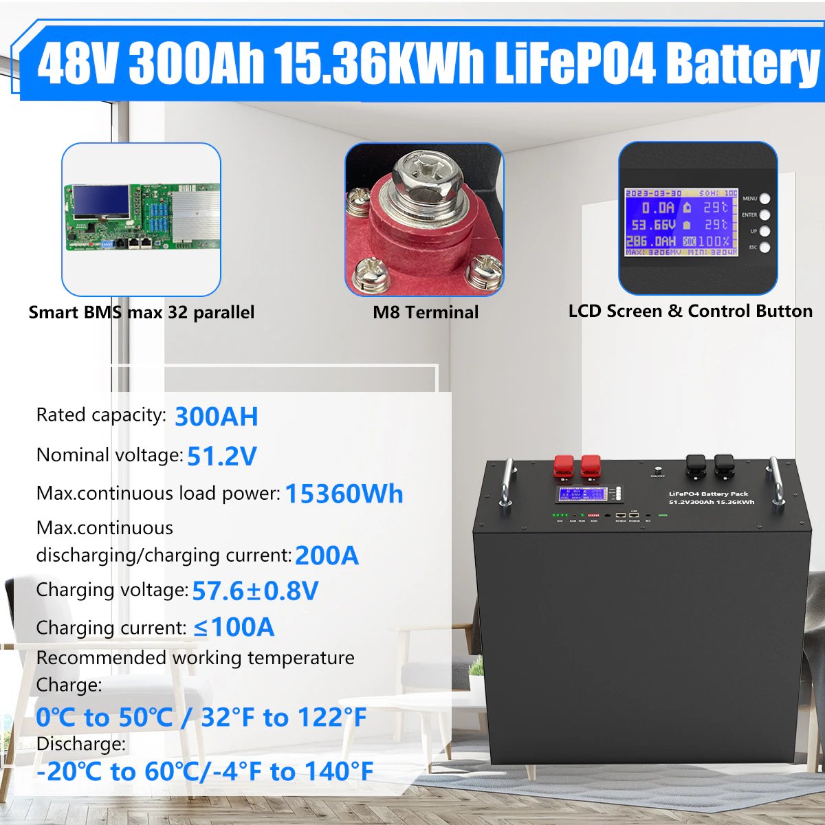 LIFEPO4 BATTERY 48V 100ah lithium-ion battery 5kwh 51.2V 100Ah lithium ion batteries for solar energy storage system