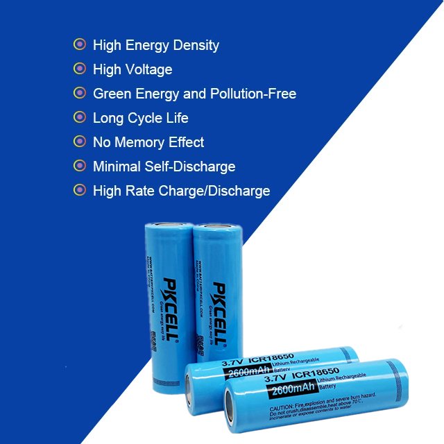 3.7V rechargeable Lithium ion battery 18650 2600mAh