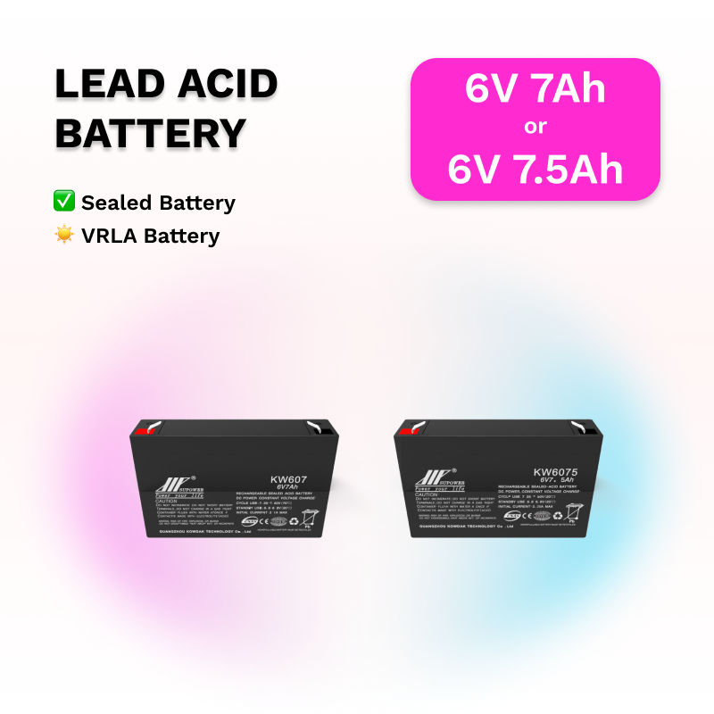 6V 7Ah 7.5Ah lead acid battery OEM small sized VRLA sealed battery SUPOWER KW607 KW6075