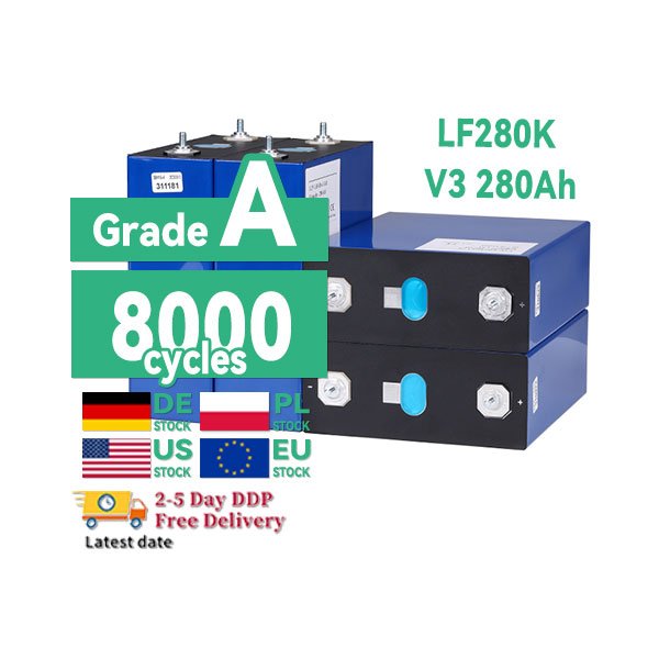 2024 EU US New EV LF280K V3 LiFePo4 280Ah 3.2V 280K Lifepo4 Battery Prismatic Lithium Ion 8000 Cycling Battery Cell Solar Pack
