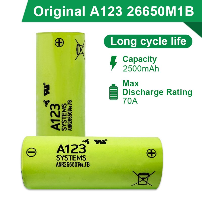 High Power A123 ANR26650M1B 3.2V 2500mAh 20C 50A Lifepo4 26650 Cell 3.6V LFP Energy Storage Power Tools Battery Pack