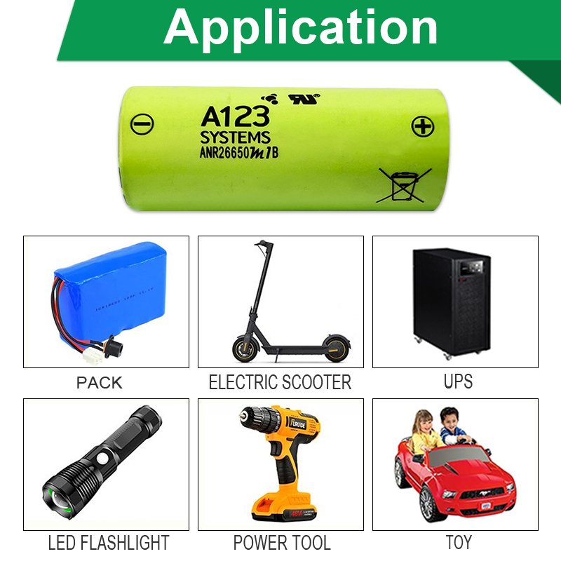 High Power A123 ANR26650M1B 3.2V 2500mAh 20C 50A Lifepo4 26650 Cell 3.6V LFP Energy Storage Power Tools Battery Pack