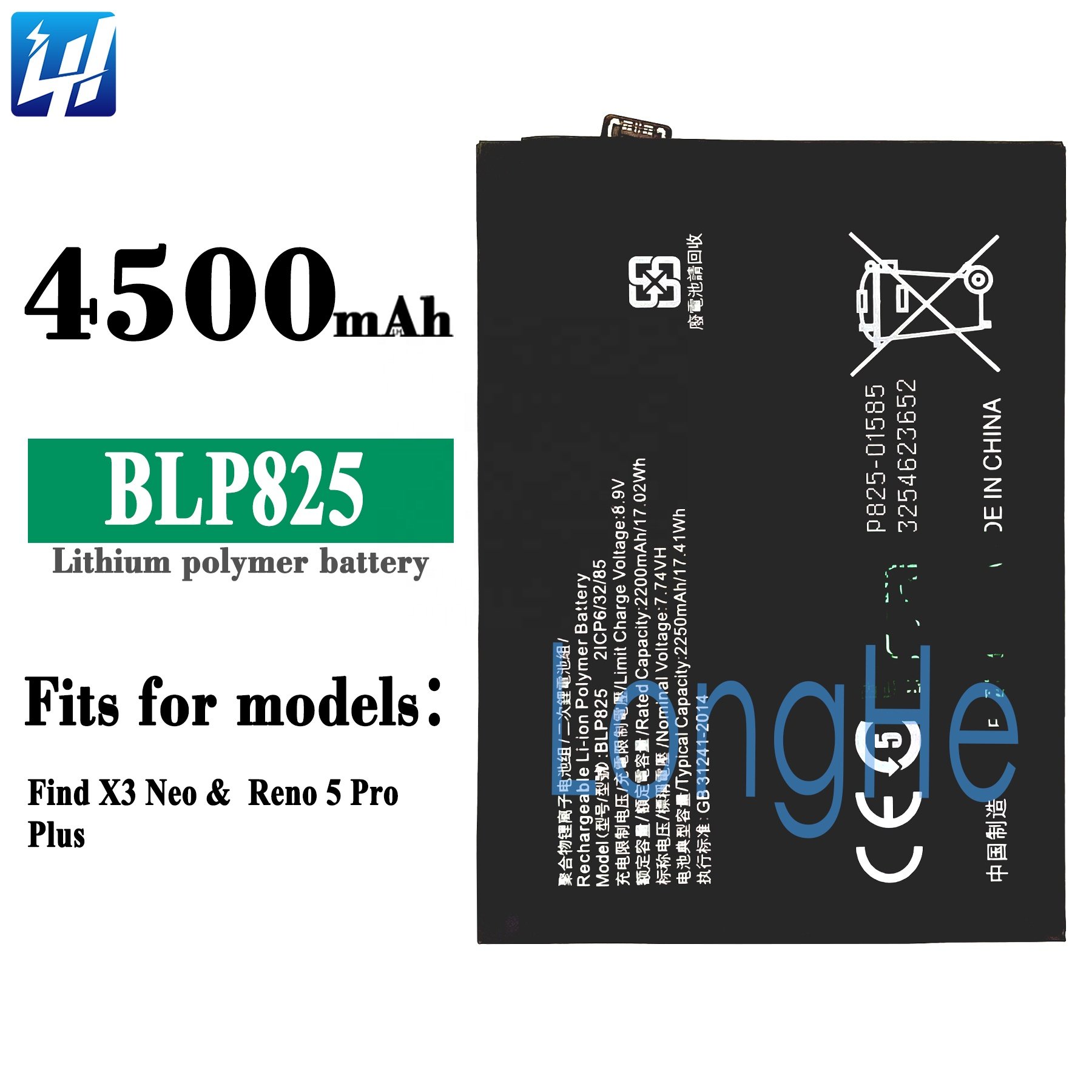 BLP825 Find X3 Neo Rechargeable Mobile phone battery for OPPO Reno 5 Pro Plus