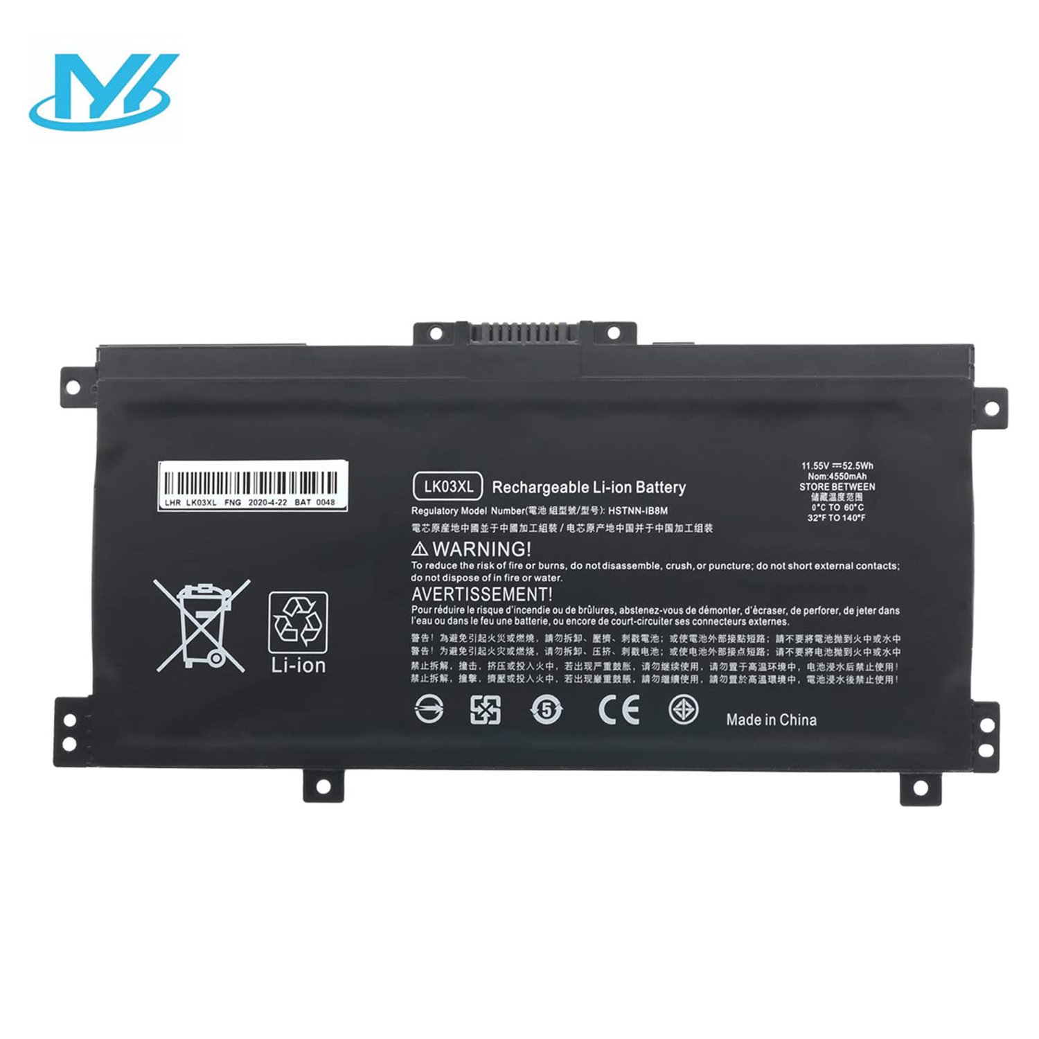 lithium ion batteries 11.55V 4550mAh 52.5Wh LK03XL Laptop Battery for HP 916368-421 916814-855 HSTNN-1B8N Battery